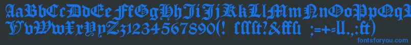 Manuskriptgotisch Font – Blue Fonts on Black Background