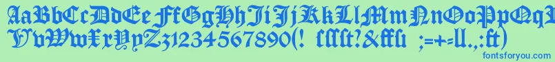 fuente Manuskriptgotisch – Fuentes Azules Sobre Fondo Verde