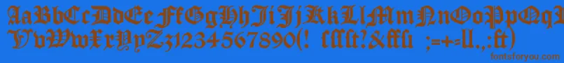 Manuskriptgotisch-Schriftart – Braune Schriften auf blauem Hintergrund