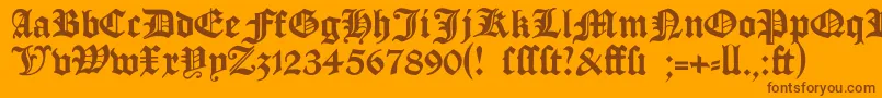 Manuskriptgotisch Font – Brown Fonts on Orange Background
