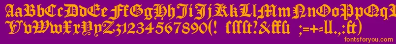 Manuskriptgotisch Font – Orange Fonts on Purple Background