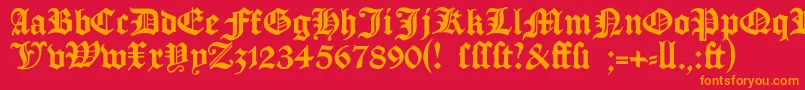 Manuskriptgotisch Font – Orange Fonts on Red Background