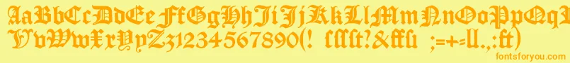 Manuskriptgotisch Font – Orange Fonts on Yellow Background