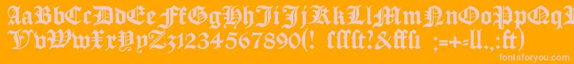 Fonte Manuskriptgotisch – fontes rosa em um fundo laranja