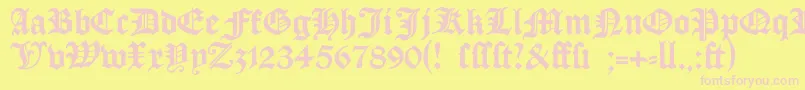 フォントManuskriptgotisch – ピンクのフォント、黄色の背景