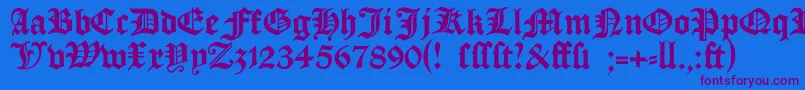 フォントManuskriptgotisch – 紫色のフォント、青い背景