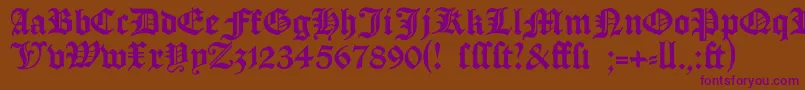 Manuskriptgotisch-Schriftart – Violette Schriften auf braunem Hintergrund