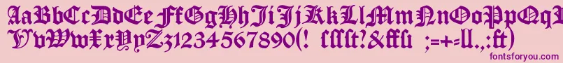 Manuskriptgotisch-Schriftart – Violette Schriften auf rosa Hintergrund
