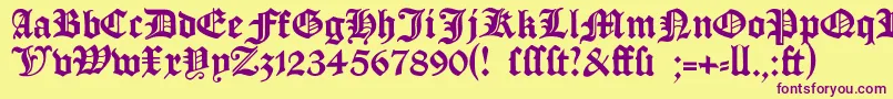 Manuskriptgotisch Font – Purple Fonts on Yellow Background