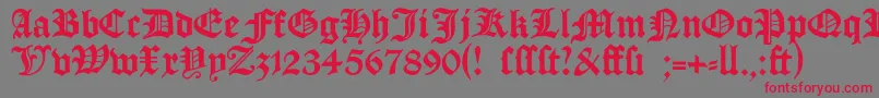 フォントManuskriptgotisch – 赤い文字の灰色の背景