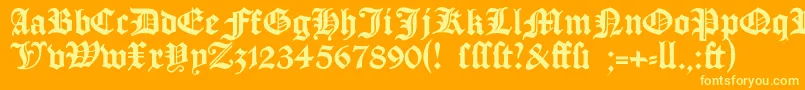 フォントManuskriptgotisch – オレンジの背景に黄色の文字