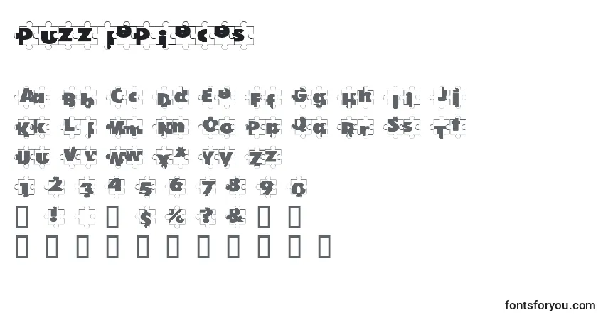 A fonte PuzzlePieces – alfabeto, números, caracteres especiais