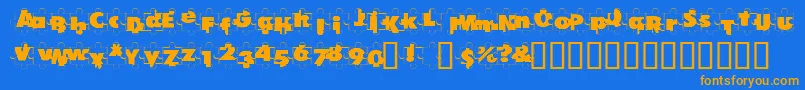PuzzlePieces-Schriftart – Orangefarbene Schriften auf blauem Hintergrund