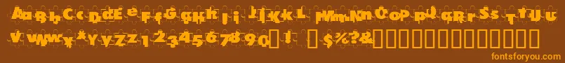 PuzzlePieces Font – Orange Fonts on Brown Background