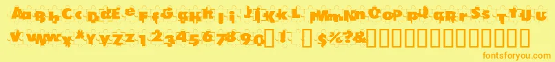 PuzzlePieces-Schriftart – Orangefarbene Schriften auf gelbem Hintergrund
