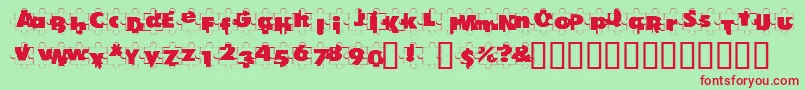 PuzzlePieces Font – Red Fonts on Green Background