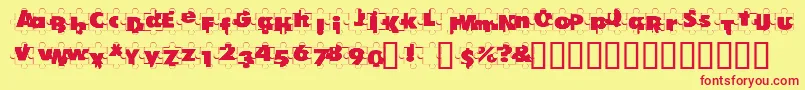 PuzzlePieces Font – Red Fonts on Yellow Background