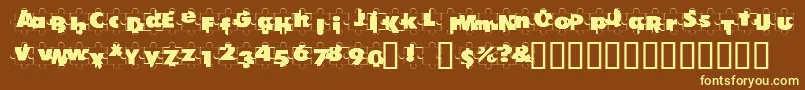 PuzzlePieces Font – Yellow Fonts on Brown Background