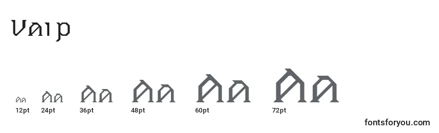 Размеры шрифта Vaip