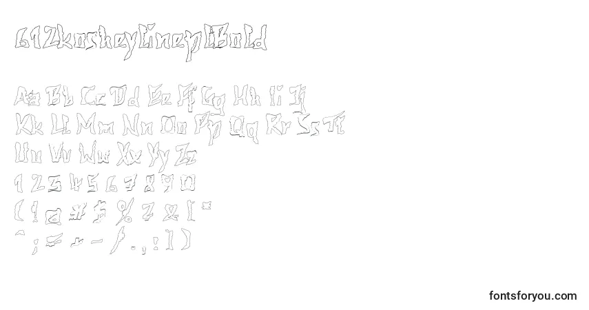 Czcionka 612kosheylineplBold – alfabet, cyfry, specjalne znaki