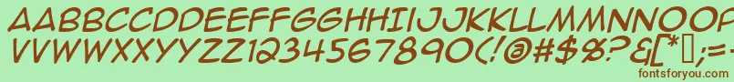 AnimeAceItalic Font – Brown Fonts on Green Background