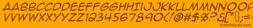 AnimeAceItalic-Schriftart – Braune Schriften auf orangefarbenem Hintergrund