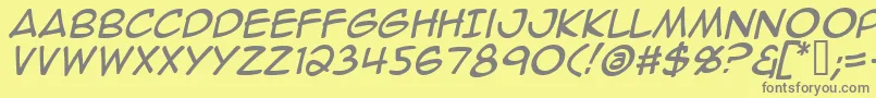 AnimeAceItalic-Schriftart – Graue Schriften auf gelbem Hintergrund