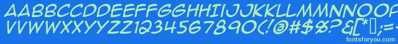 AnimeAceItalic Font – Green Fonts on Blue Background