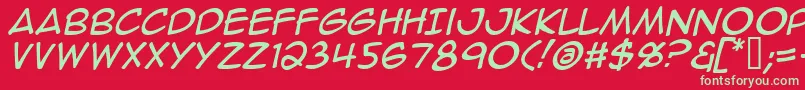 AnimeAceItalic Font – Green Fonts on Red Background
