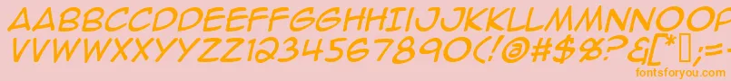 Fonte AnimeAceItalic – fontes laranjas em um fundo rosa