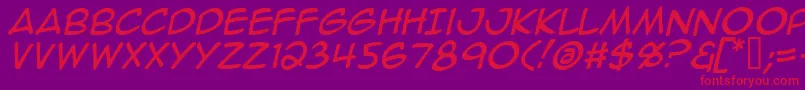 AnimeAceItalic Font – Red Fonts on Purple Background