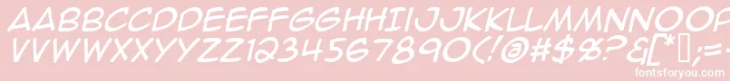 Fonte AnimeAceItalic – fontes brancas em um fundo rosa