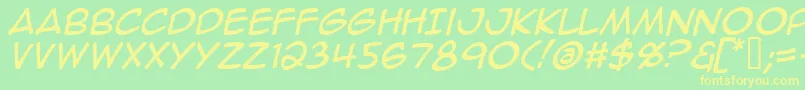 AnimeAceItalic Font – Yellow Fonts on Green Background