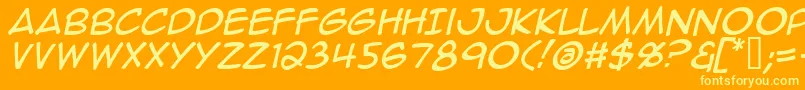 More about AnimeAceItalic Font AnimeAceItalic Font – Yellow Fonts on Orange Background