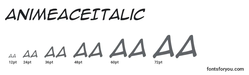 Размеры шрифта AnimeAceItalic