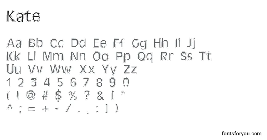 Fuente Kate - alfabeto, números, caracteres especiales
