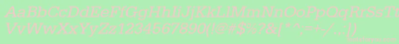 UrwegyptiennetOblique-fontti – vaaleanpunaiset fontit vihreällä taustalla