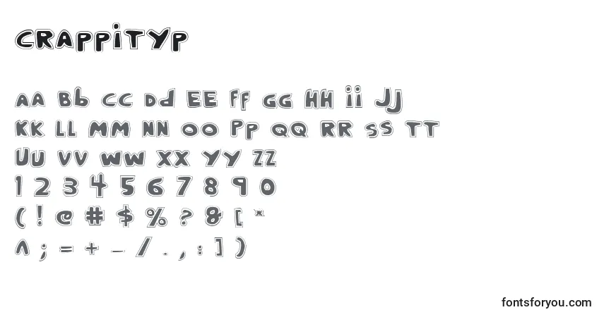 Schriftart Crappityp – Alphabet, Zahlen, spezielle Symbole
