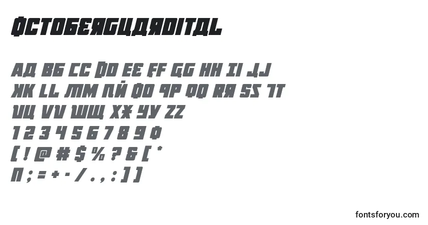 Schriftart Octoberguardital – Alphabet, Zahlen, spezielle Symbole