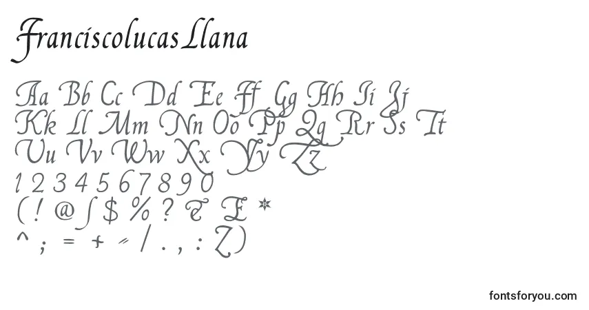 Czcionka FranciscolucasLlana – alfabet, cyfry, specjalne znaki