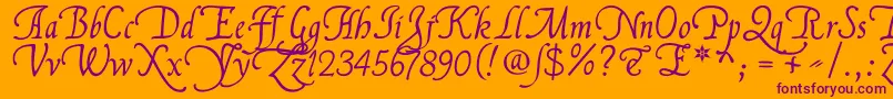 フォントFranciscolucasLlana – オレンジの背景に紫のフォント