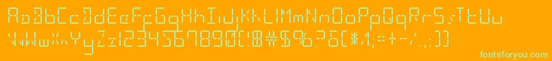 Ledsledstraight-Schriftart – Grüne Schriften auf orangefarbenem Hintergrund