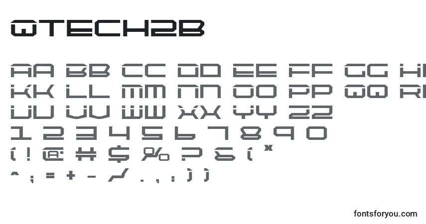 A fonte Qtech2b – alfabeto, números, caracteres especiais