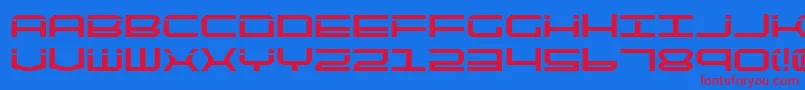 Qtech2b Font – Red Fonts on Blue Background