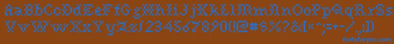 Needlepoint Font – Blue Fonts on Brown Background