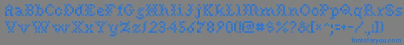 Needlepoint-Schriftart – Blaue Schriften auf grauem Hintergrund