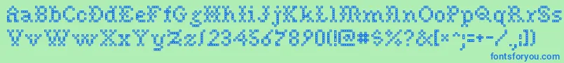 フォントNeedlepoint – 青い文字は緑の背景です。