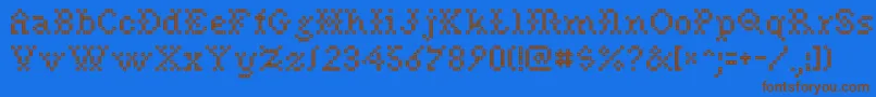 Needlepoint Font – Brown Fonts on Blue Background