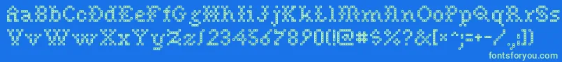 Needlepointフォントについての詳細 フォントNeedlepoint – 青い背景に緑のフォント