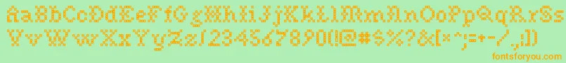 Needlepoint Font – Orange Fonts on Green Background